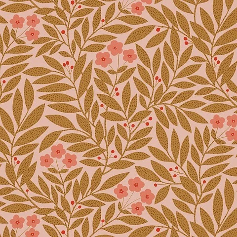 Nancy Wolff Brown Pink Leaf Floral Pattern