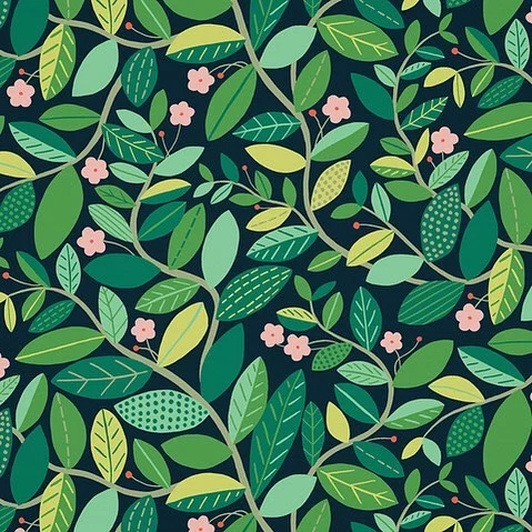 Nancy Wolff Green Pink Leaf Floral Pattern