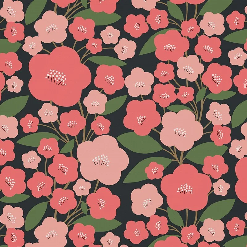 Nancy Wolff Pink Green Floral Leaf Pattern