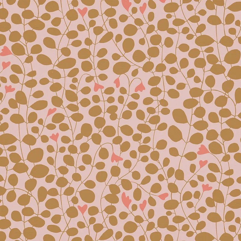 Nancy Wolff Brown Pink Leaf Floral Pattern
