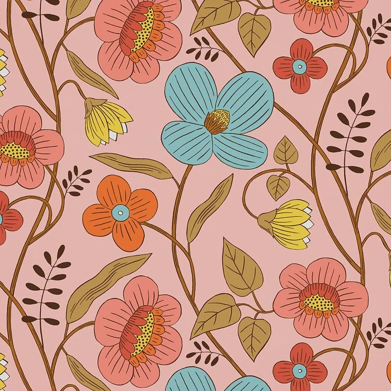 Nancy Wolff Pink Blue Floral Pattern