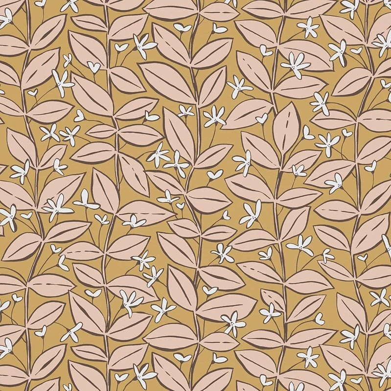 Nancy Wolff Brown Pink Leaf Floral Pattern