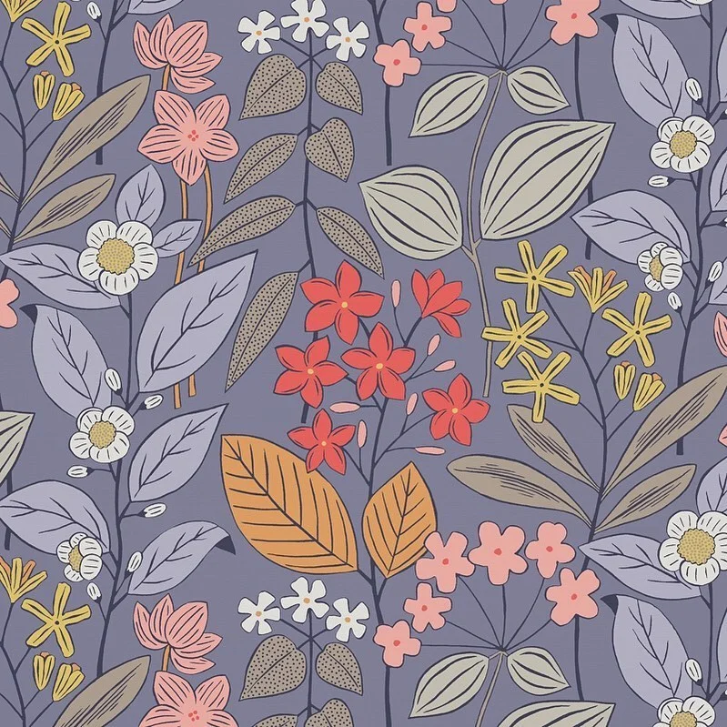 Nancy Wolff Pastel Floral Leaf Geometric Pattern