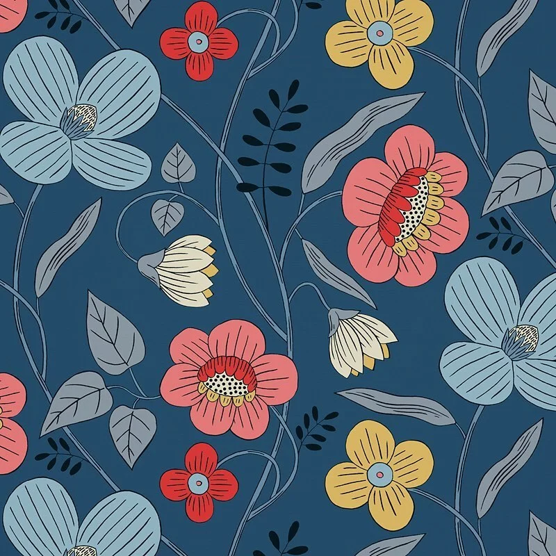 Nancy Wolff Blue Floral Pattern
