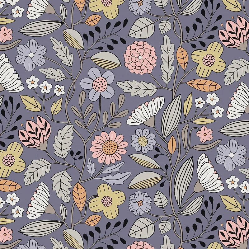 Nancy Wolff Pastel Purple Floral Pattern