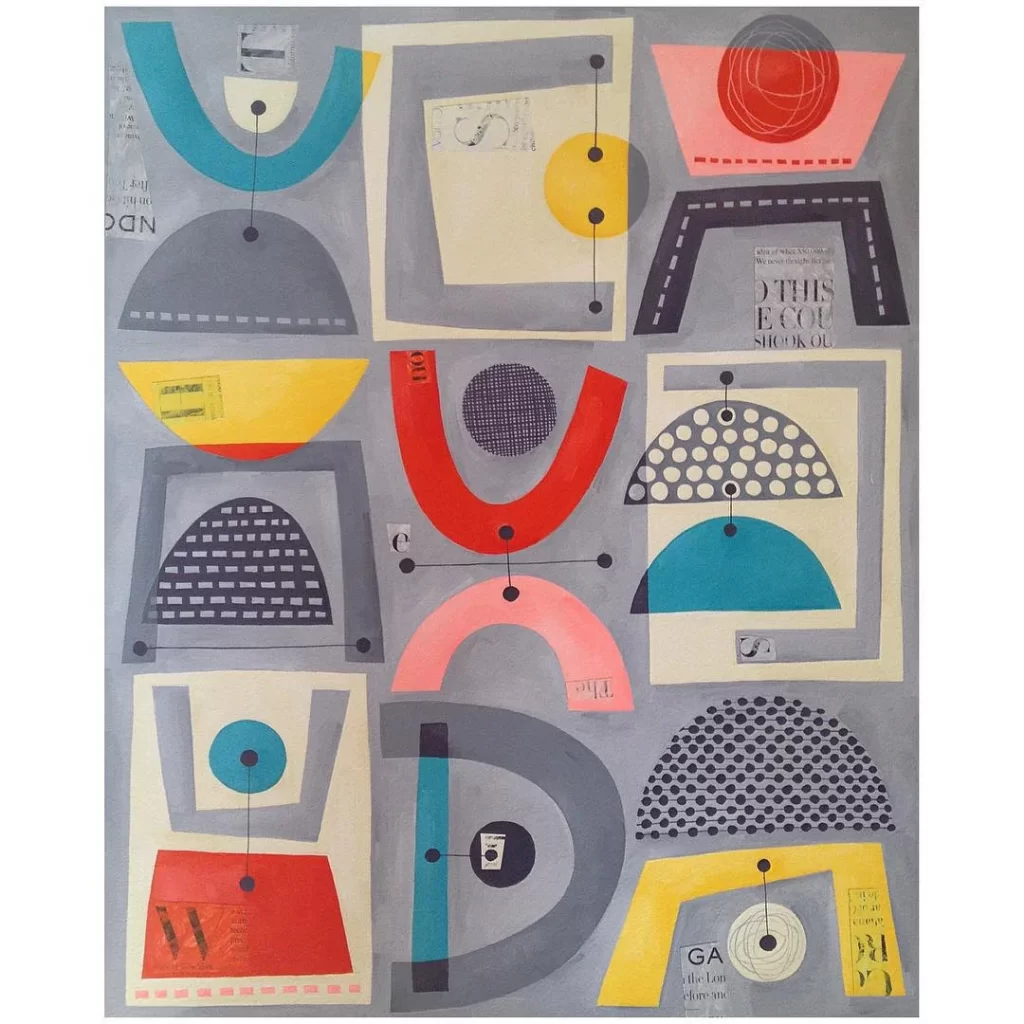 Nancy Wolff Blue Red Geometric Dots Pattern