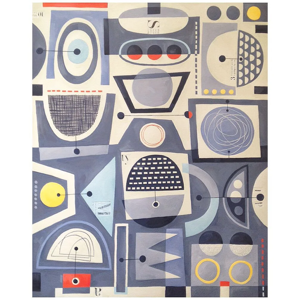 Nancy Wolff Blue Gray Geometric Pattern