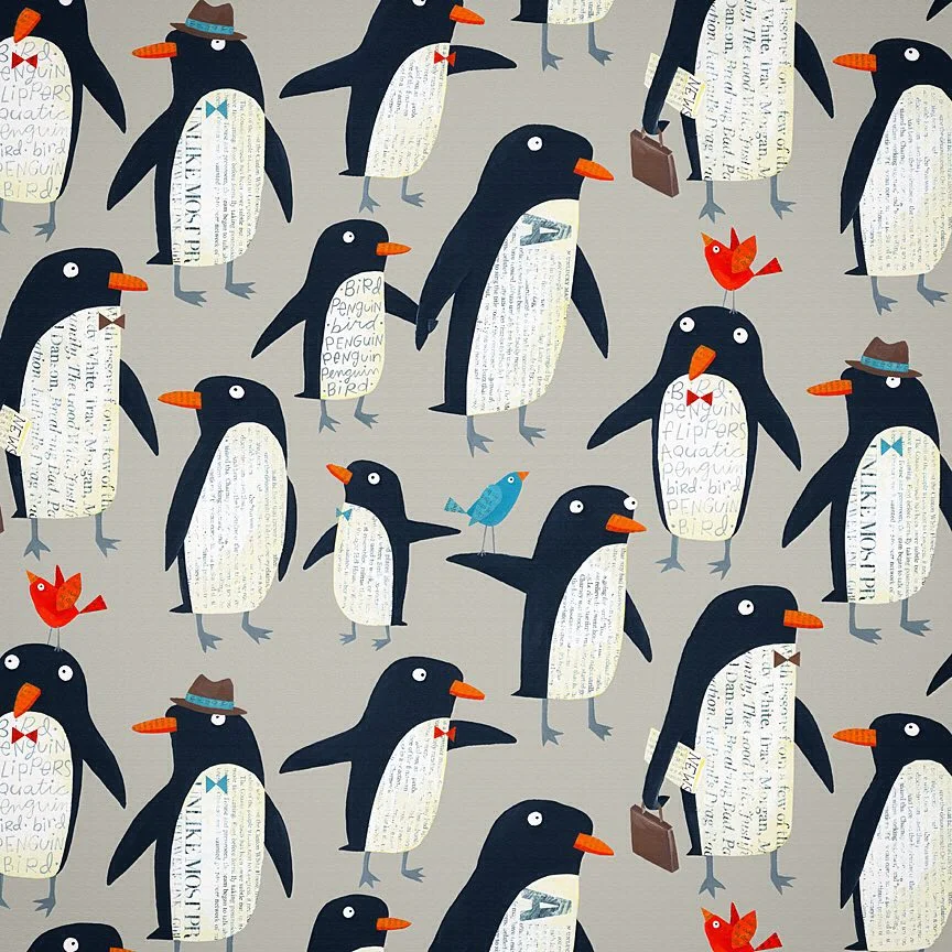 Nancy Wolff Black White Penguin Bird Pattern