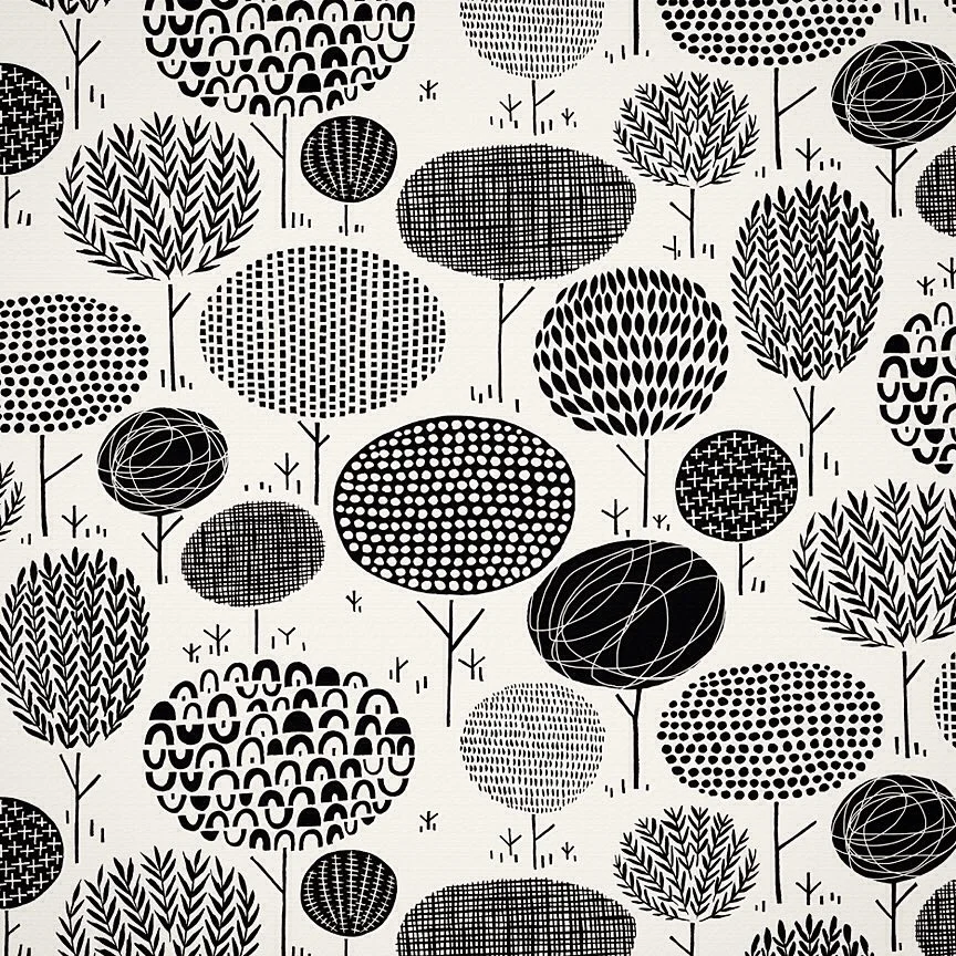 Nancy Wolff Black White Geometric Tree Pattern