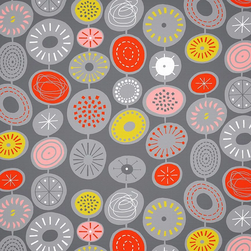 Nancy Wolff Red Yellow Geometric Circles Pattern