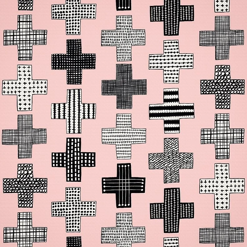 Nancy Wolff Black Pink Crosses Pattern