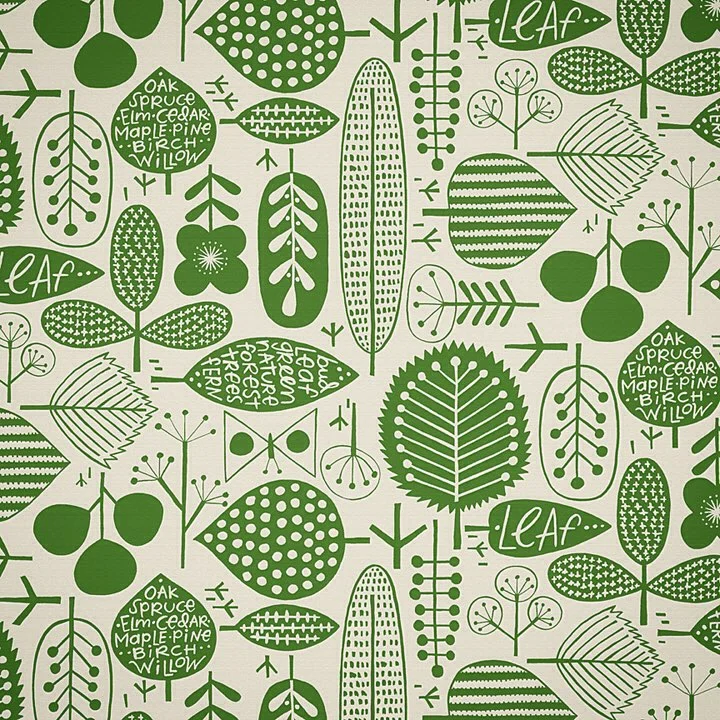 Nancy Wolff Green White Leaf Pattern