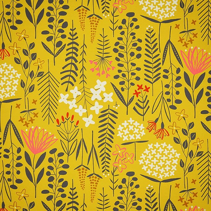 Nancy Wolff Yellow Black Floral Leaf Pattern