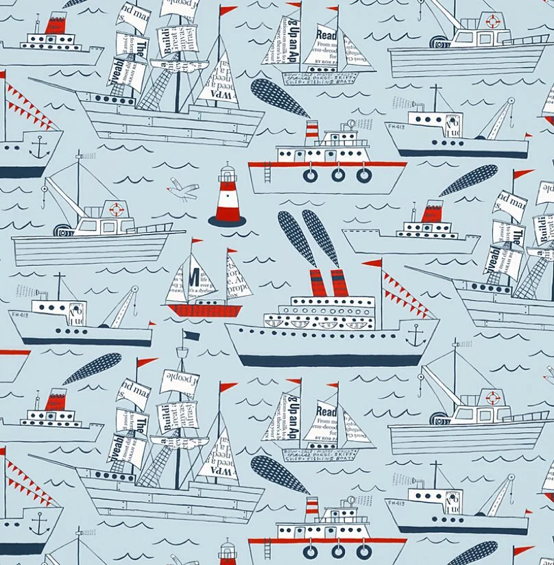 Nancy Wolff Blue Red Nautical Pattern