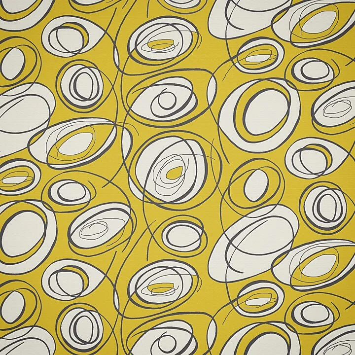 Nancy Wolff Yellow White Abstract Oval Pattern