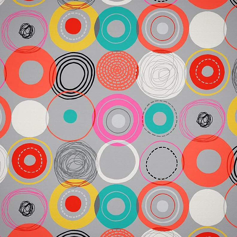 Nancy Wolff Red Yellow Geometric Circles Pattern