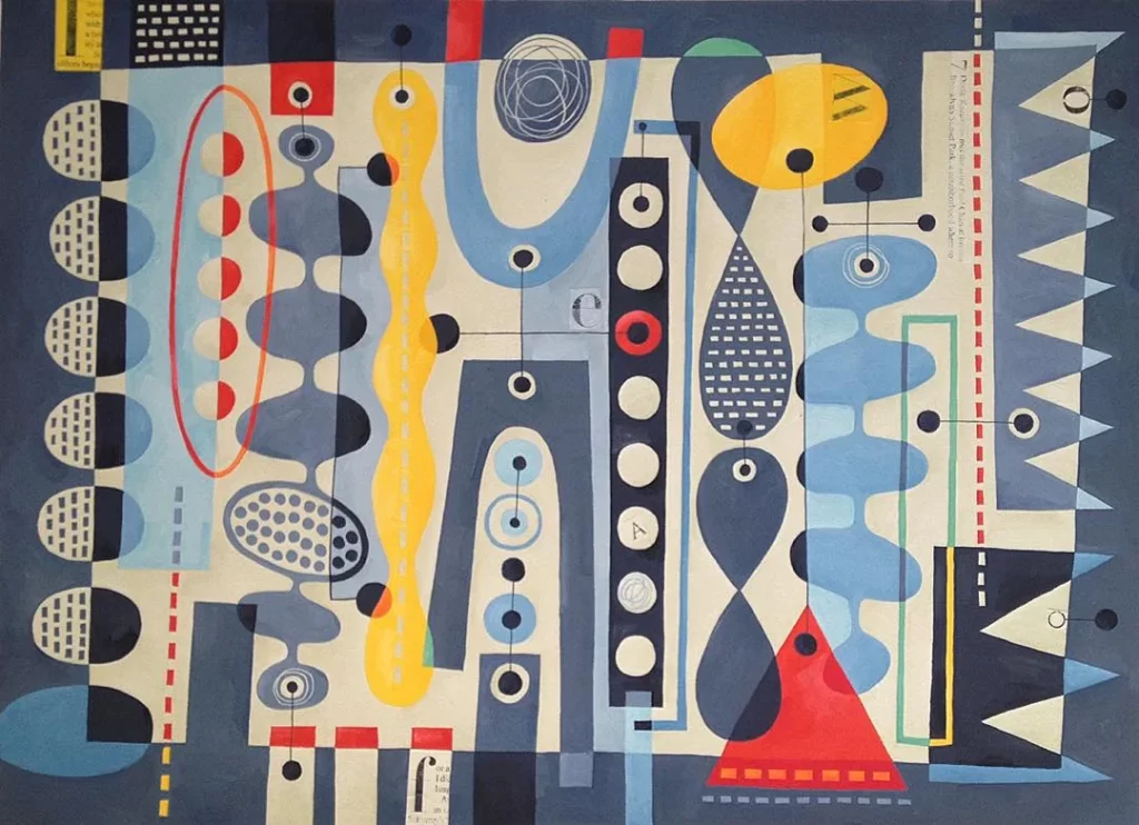 Nancy Wolff Blue Yellow Geometric Abstract Pattern