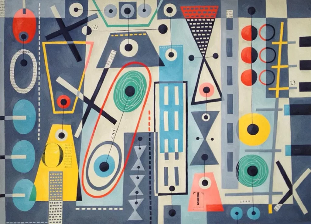 Nancy Wolff Blue Yellow Geometric Abstract Pattern