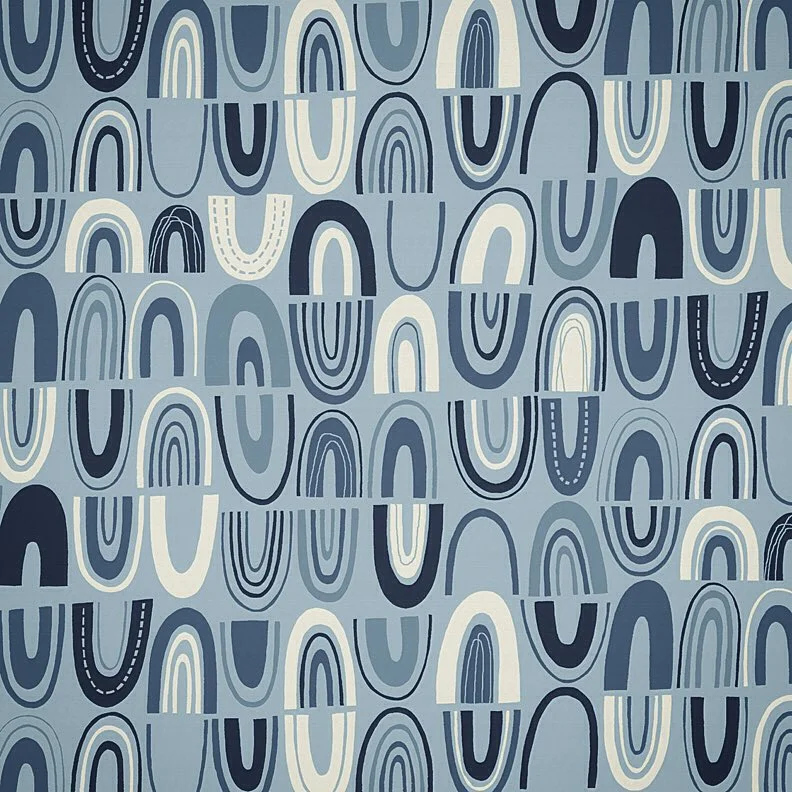 Nancy Wolff Blue White Geometric Arches Pattern