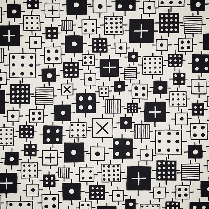 Nancy Wolff Black White Geometric Dots Crosses Pattern