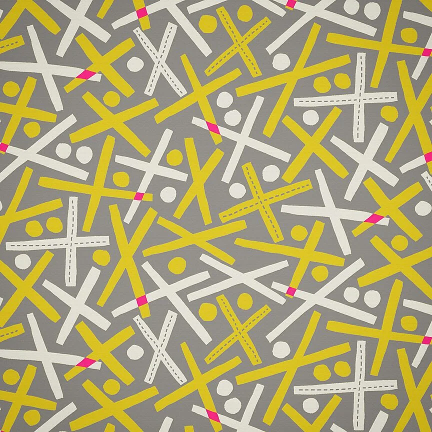Nancy Wolff Yellow White Geometric Crosses Pattern