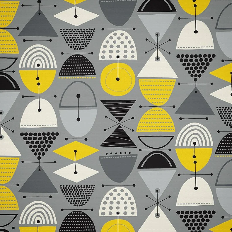 Nancy Wolff Black Yellow Geometric Dots Lines Pattern