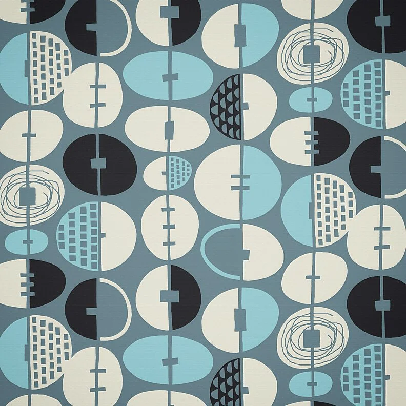 Nancy Wolff Blue Black Geometric Circles Pattern
