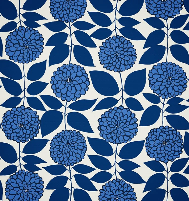 Nancy Wolff Blue White Floral Leaf Pattern