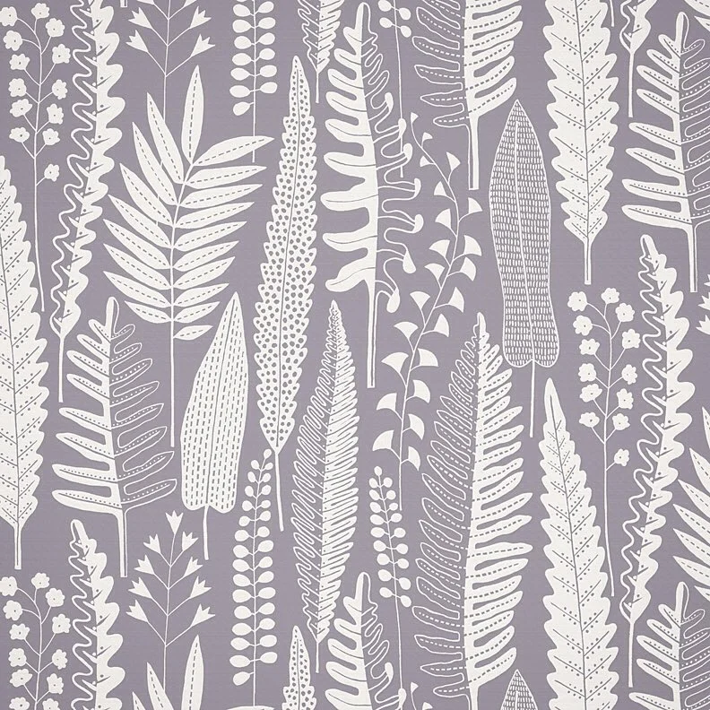 Nancy Wolff White Gray Leaf Plant Motif Pattern
