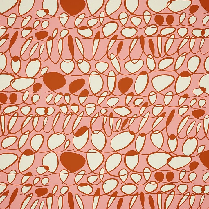 Nancy Wolff Brown Cream Abstract Geometric Pattern