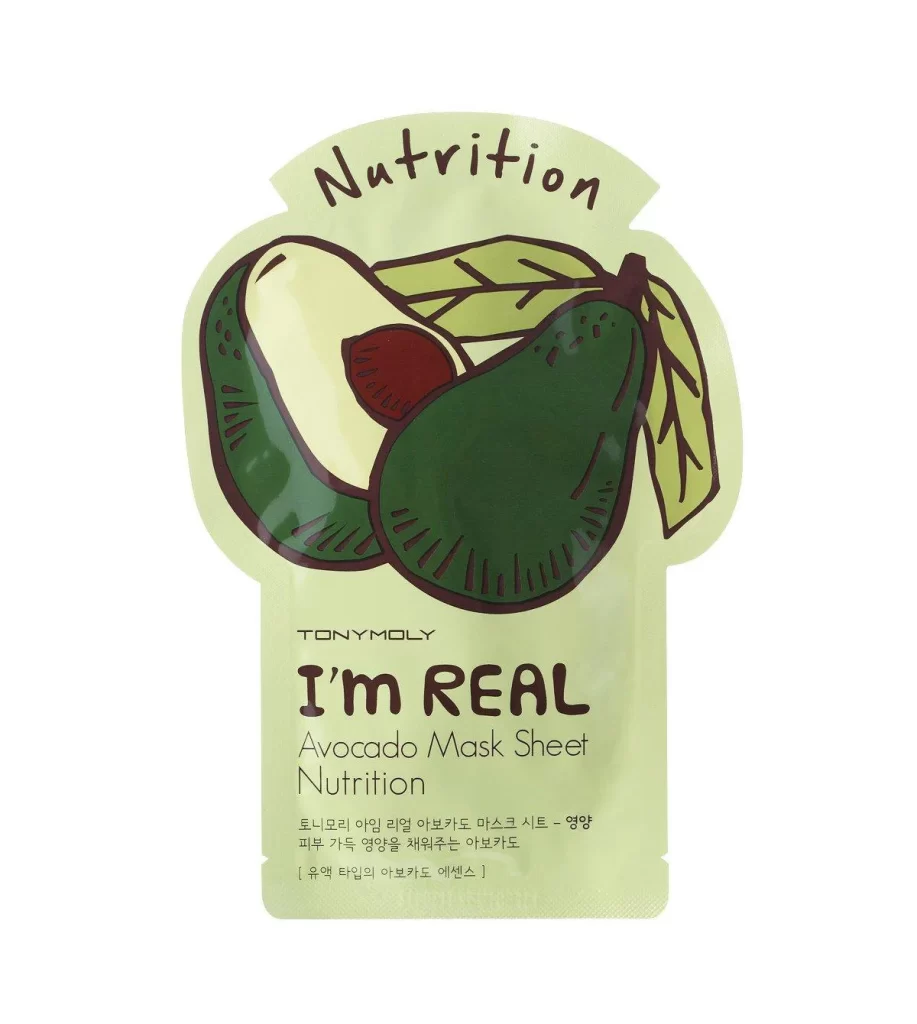 TONYMOLY I’m REAL Avocado Mask Sheet Nutrition Packaging