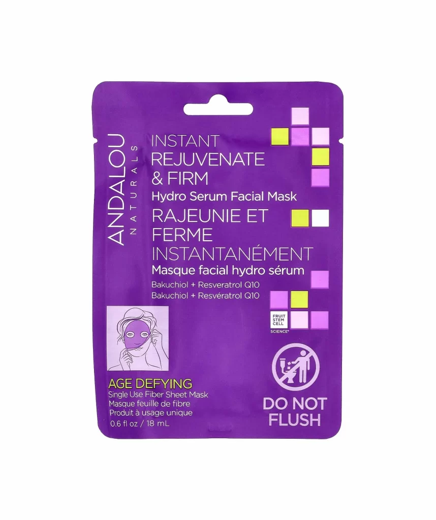 Andalou Naturals Instant Rejuvenate Firm Hydro Serum Facial Mask Packaging