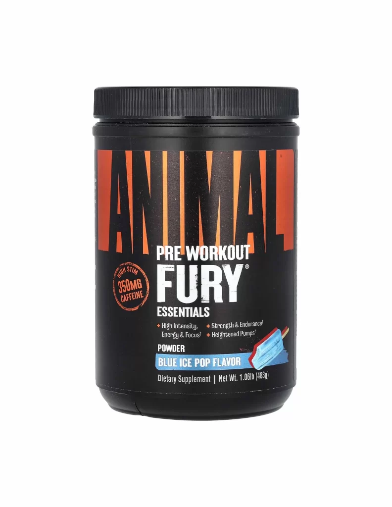 Animal Fury Essentials Pre-Workout Blue Ice Pop Packaging