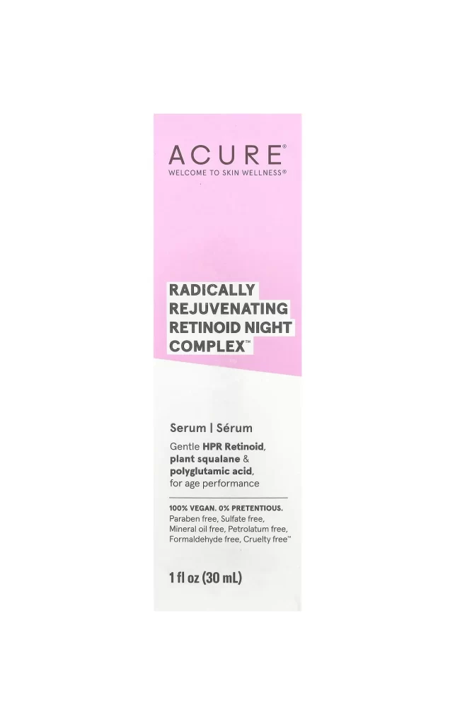 ACURE Radically Rejuvenating Retinoid Night Complex Serum Skincare Packaging