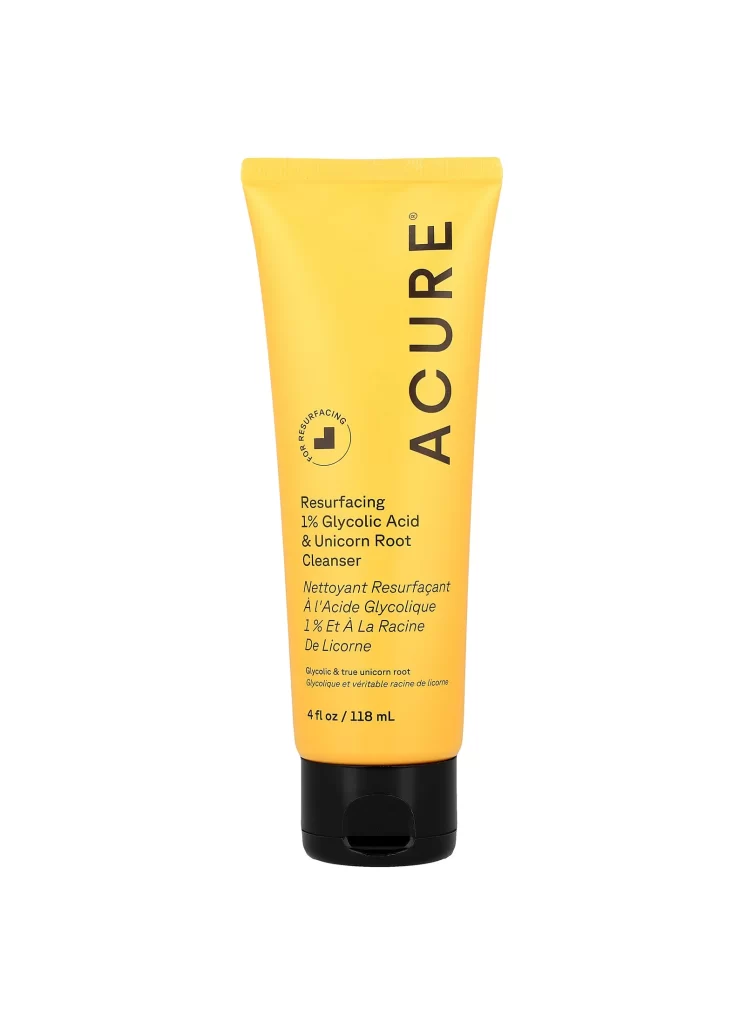 ACURE Resurfacing Glycolic and Unicorn Root Cleanser Skincare Packaging