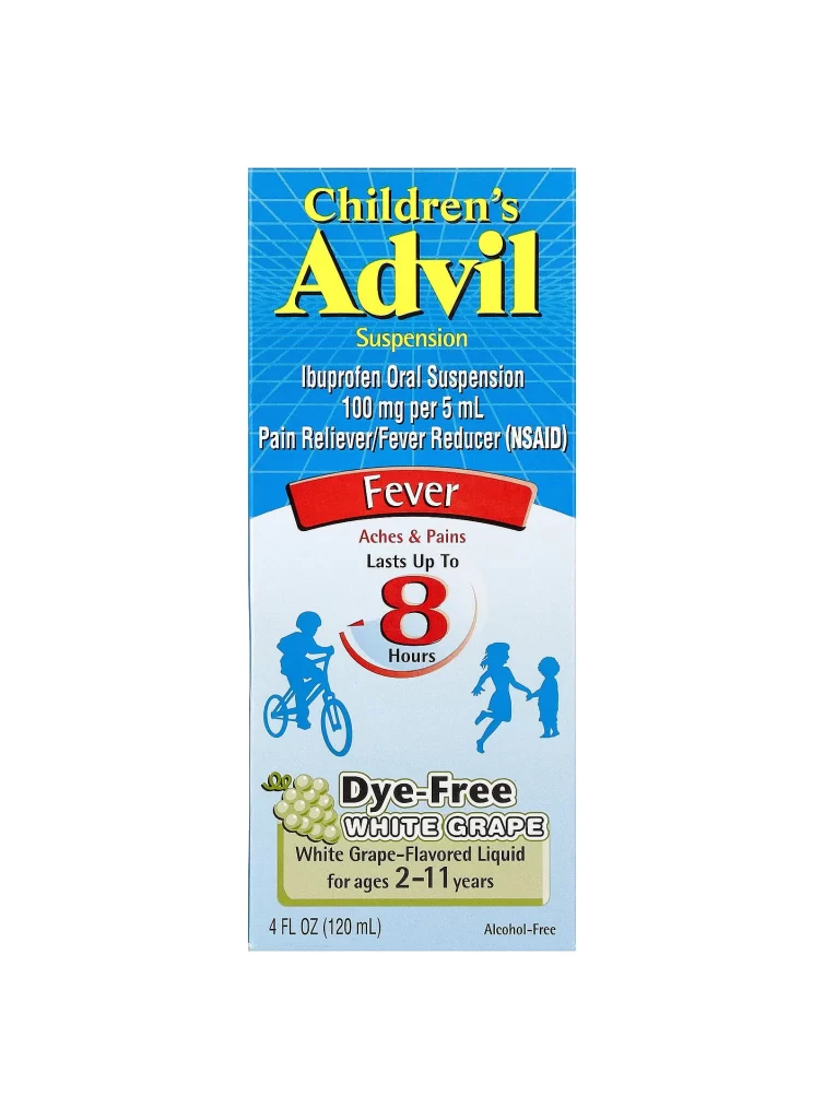 Advil Childrens Ibuprofen Oral Suspension Fever White Grape Pharmaceutical Packaging