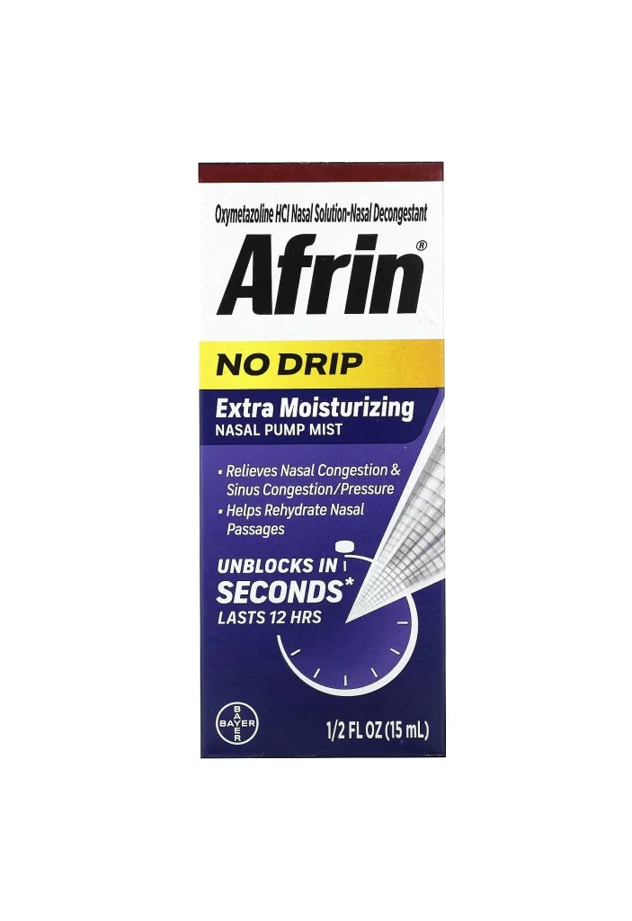 Afrin No Drip Extra Moisturizing Nasal Pump Mist Packaging