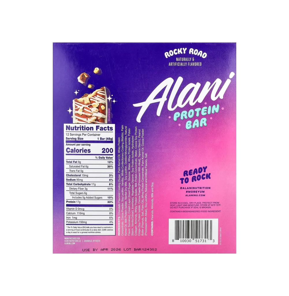 Alani Nu Protein Bar Rocky Road Packaging
