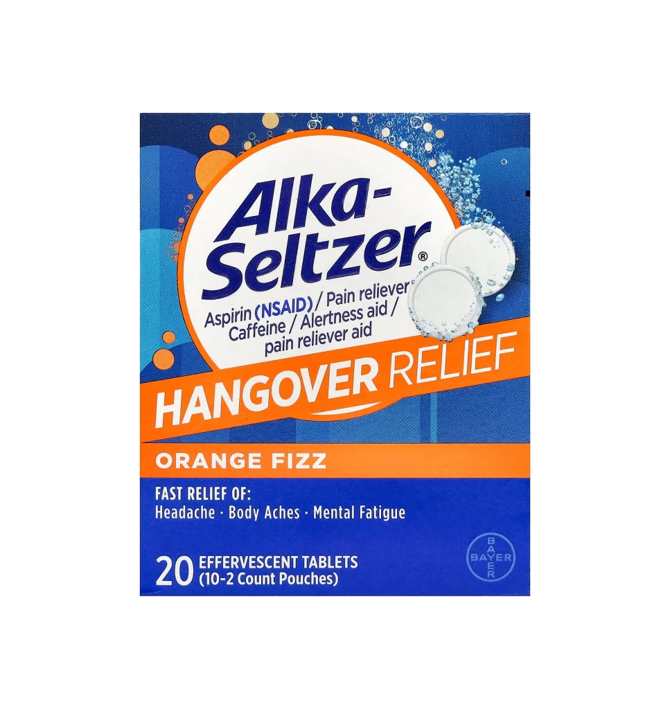 Alka-Seltzer Hangover Relief Orange Fizz Tablets Pharmaceutical Packaging