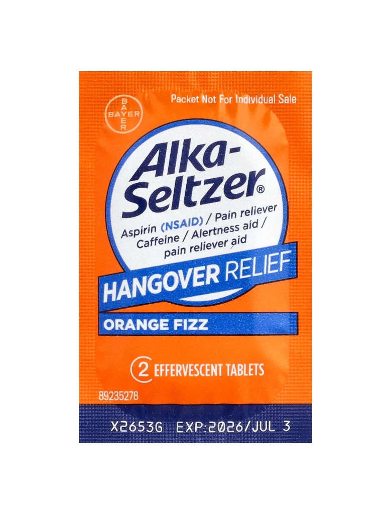 Alka-Seltzer Hangover Relief Orange Fizz Tablets Pharmaceutical Packaging