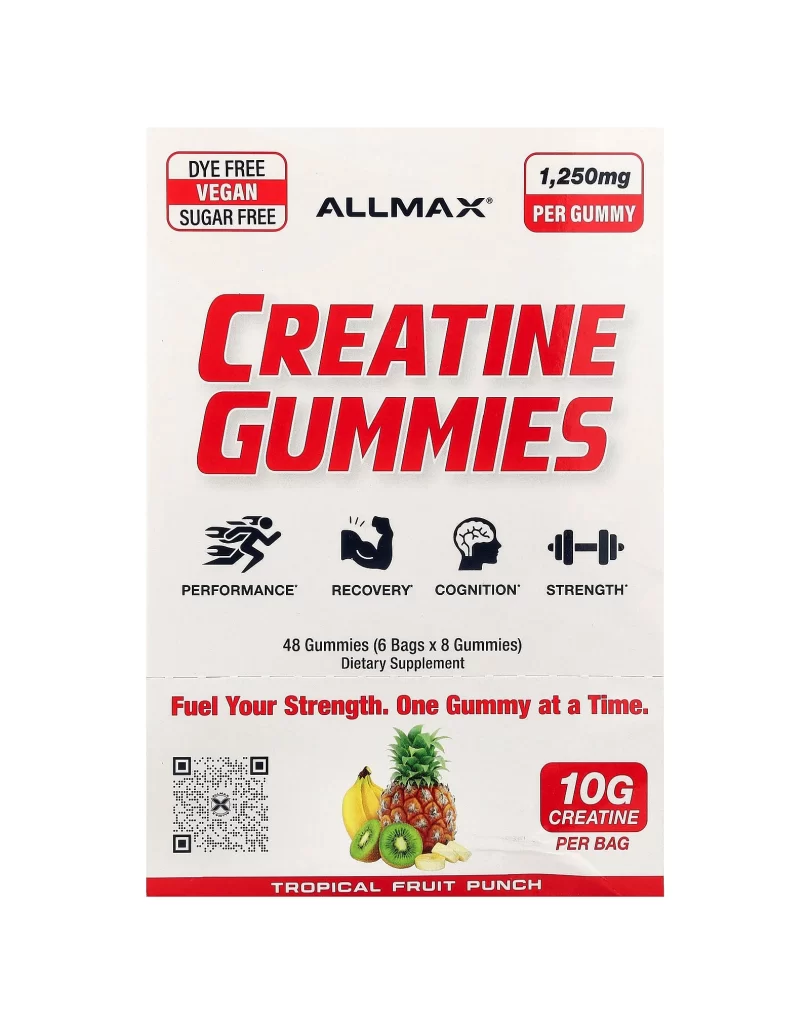Allmax Creatine Gummies Tropical Fruit Punch Supplement Packaging