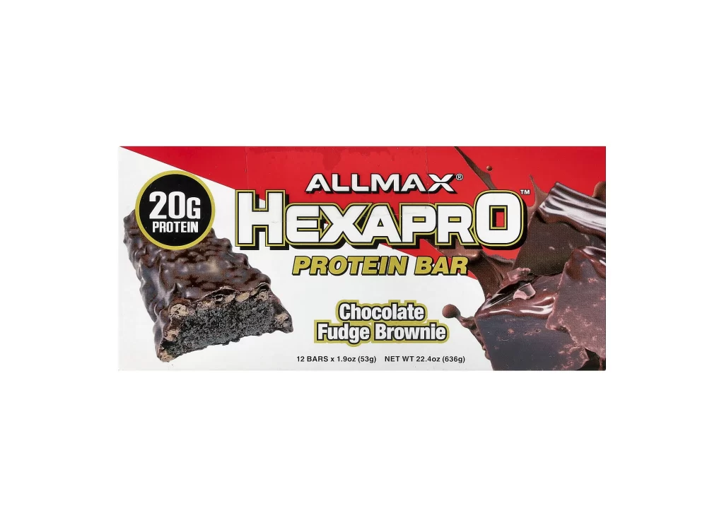 Allmax Hexapro Protein Bar Chocolate Fudge Brownie Packaging