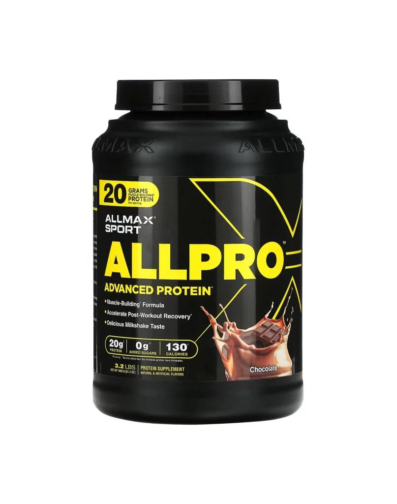 Allmax Sport ALLPRO Advanced Protein Chocolate Protein Powder Packaging