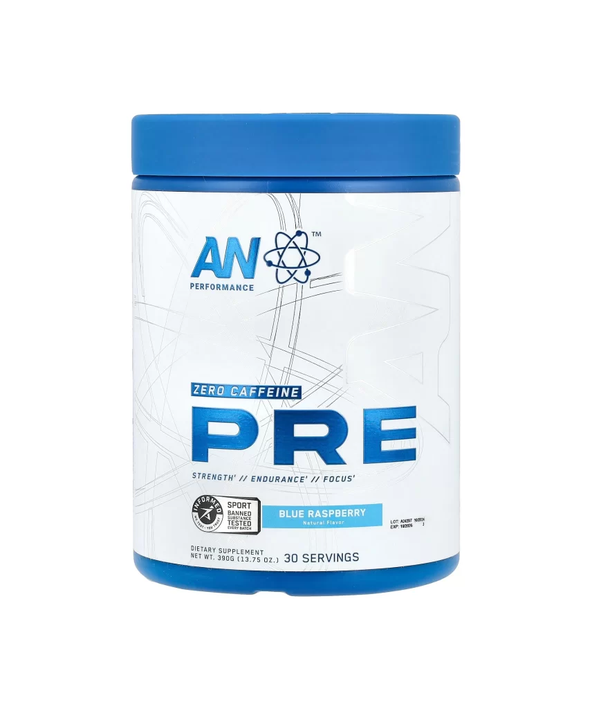 AN Supps Pre-Workout Zero Caffeine Blue Raspberry Packaging