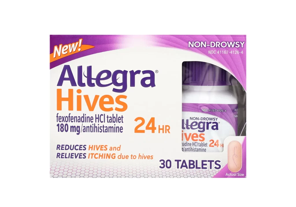 Allegra Hives Allergy Medicine Packaging