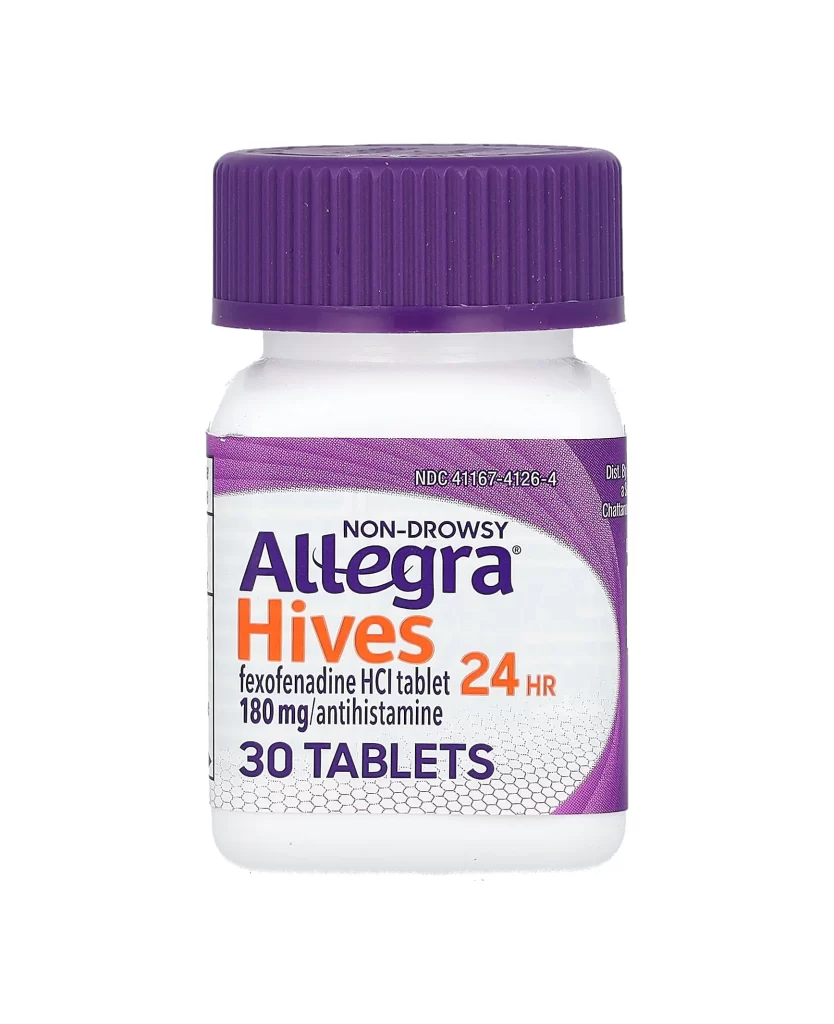 Allegra Hives Allergy Medicine Packaging