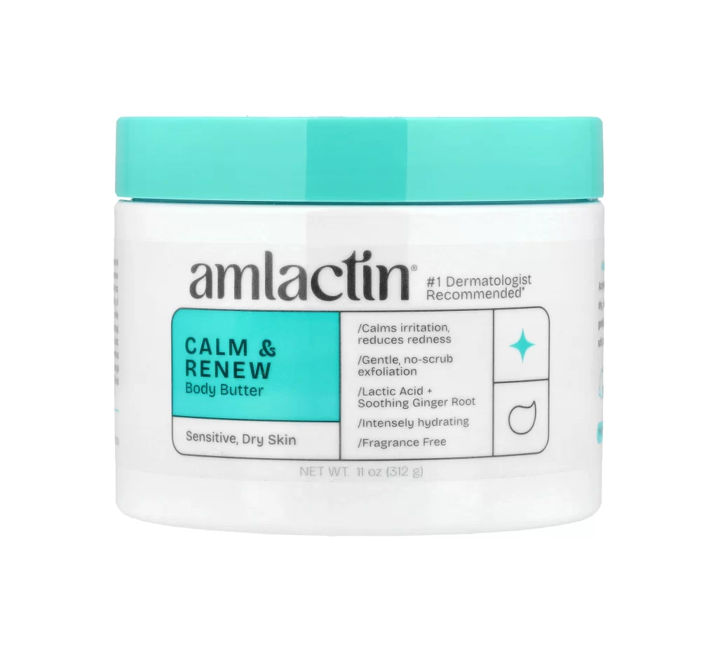 AmLactin Calm and Renew Body Butter Sensitive Dry Skin Fragrance Free Body Lotion Packaging