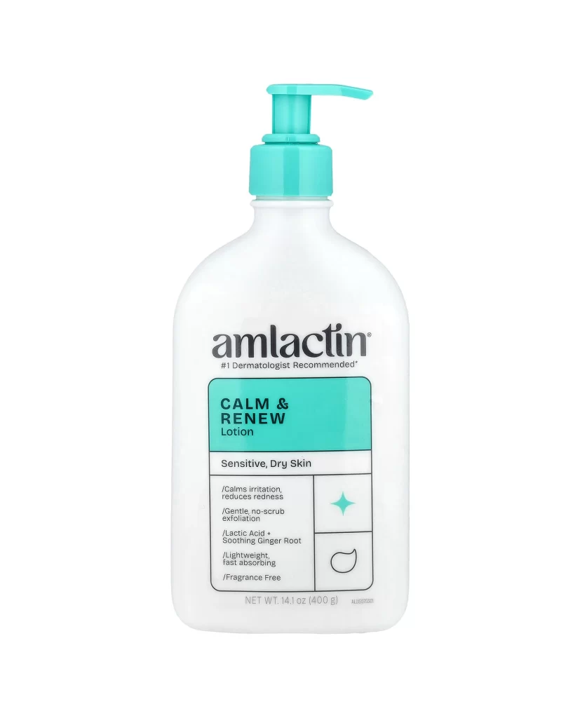 AmLactin Calm and Renew Lotion Sensitive Dry Skin Fragrance Free Body Lotion Packaging