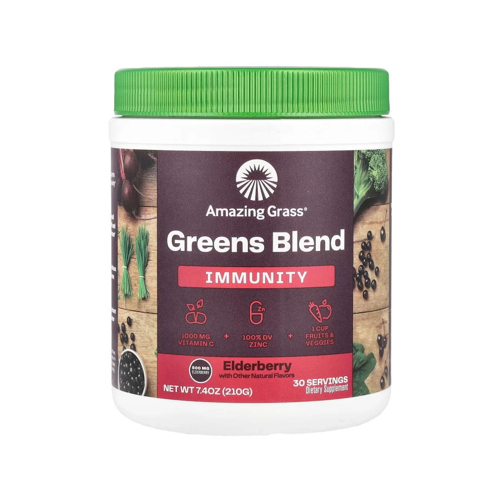 Amazing Grass Greens Blend Immunity Elderberry Greens Supplement Packaging