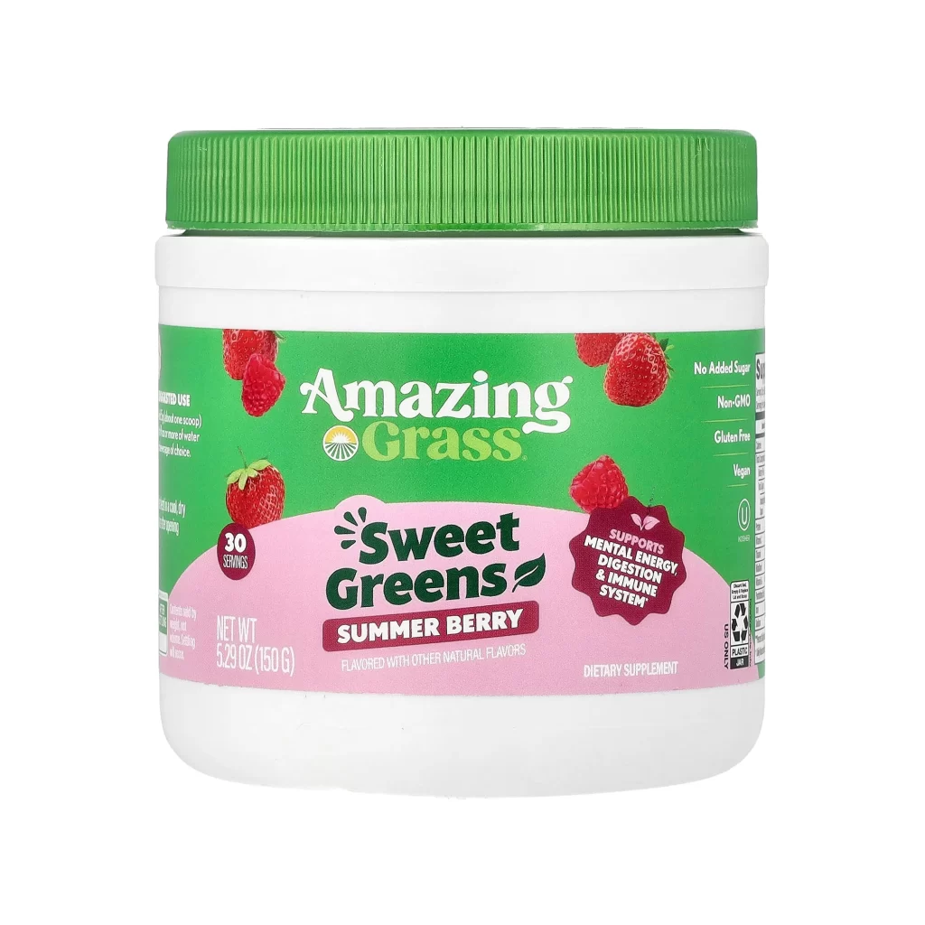 Amazing Grass Sweet Greens Summer Berry Greens Supplement Packaging